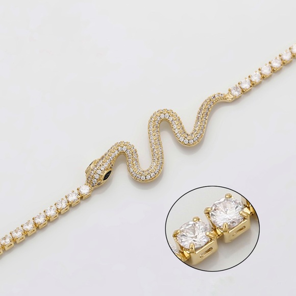 Snake Tennis Bracelet 14k Gold Plated | Luxury Jewelry - Picture 5 of 10